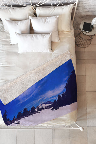 Leah Flores Mt Hood Fleece Throw Blanket