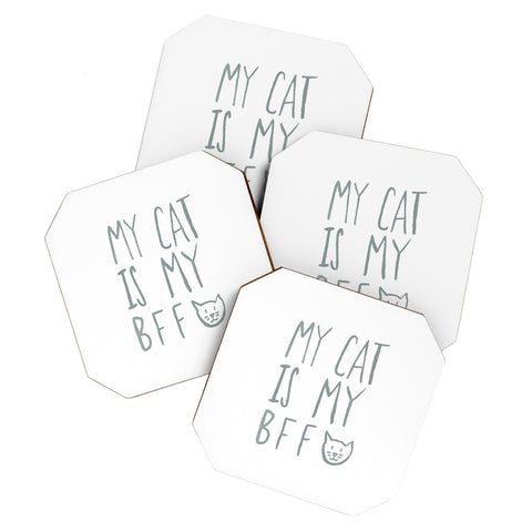 Leah Flores My Cat Is My BFF Coaster Set