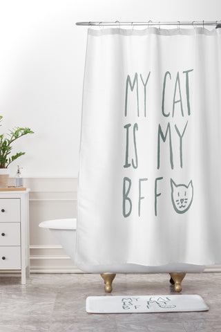 Leah Flores My Cat Is My BFF Shower Curtain And Mat