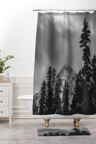 Leah Flores North Cascade Mountain Blizzard Shower Curtain And Mat