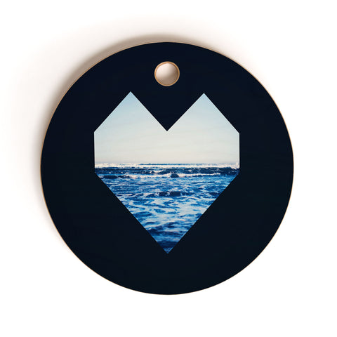 Leah Flores Ocean Heart Cutting Board Round