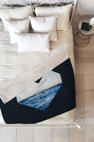 Leah Flores Ocean Heart Fleece Throw Blanket