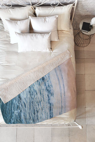 Leah Flores Pacific Ocean Waves Fleece Throw Blanket