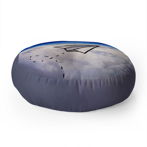 Leah Flores Paper Plane Floor Pillow Round
