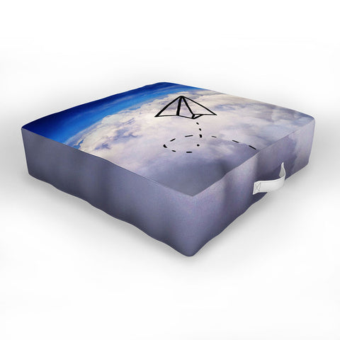 Leah Flores Paper Plane Outdoor Floor Cushion