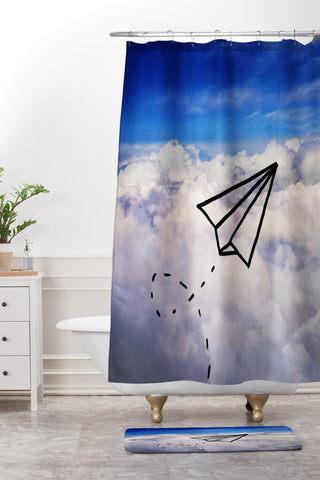Leah Flores Paper Plane Shower Curtain And Mat