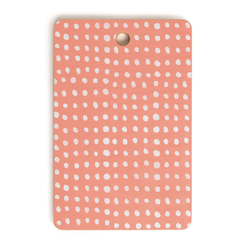 Leah Flores Peach Scribble Dots Cutting Board Rectangle