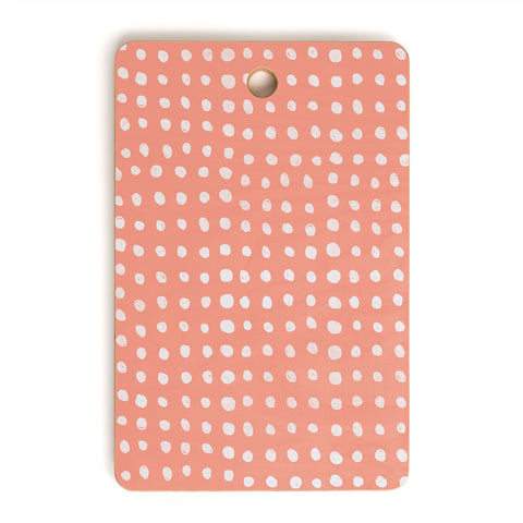 Leah Flores Peach Scribble Dots Cutting Board Rectangle