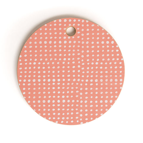 Leah Flores Peach Scribble Dots Cutting Board Round