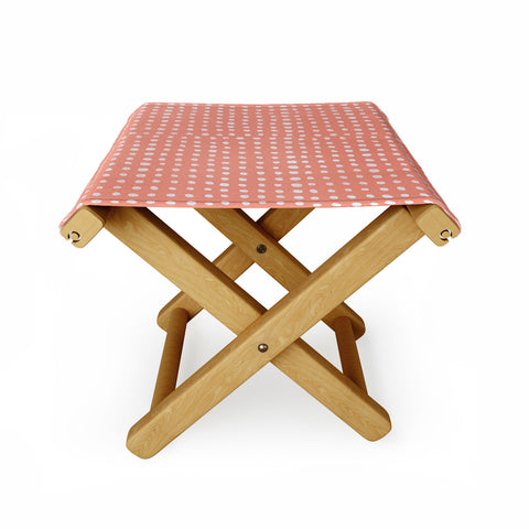 Leah Flores Peach Scribble Dots Folding Stool