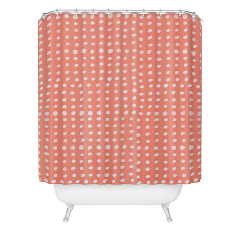 Leah Flores Peach Scribble Dots Shower Curtain