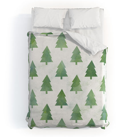 Leah Flores Pine Tree Forest Pattern Duvet Cover