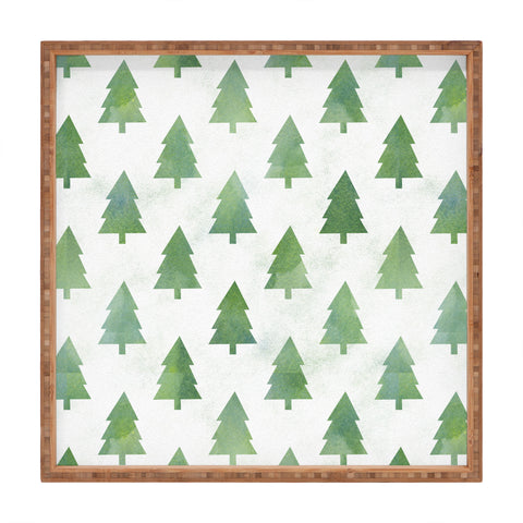Leah Flores Pine Tree Forest Pattern Square Tray