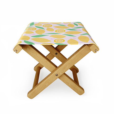 Leah Flores Pink Lemonade Pattern Folding Stool