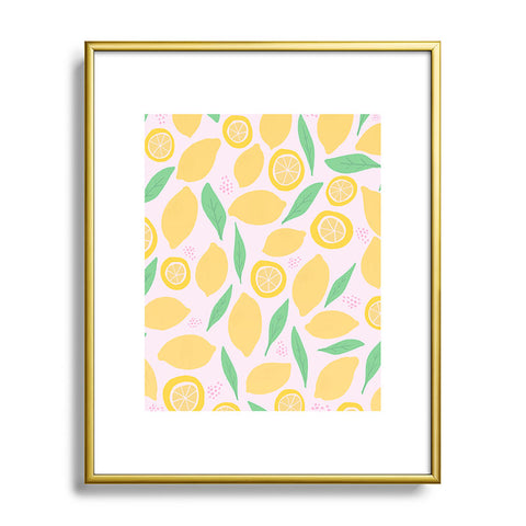 Leah Flores Pink Lemonade Pattern Metal Framed Art Print