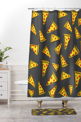 Leah Flores Pizza Party Shower Curtain And Mat