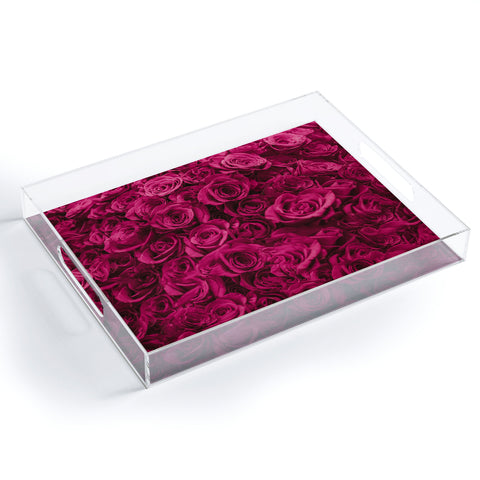 Leah Flores Pretty Pink Roses Acrylic Tray