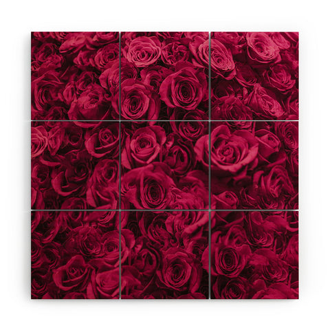 Leah Flores Pretty Pink Roses Wood Wall Mural