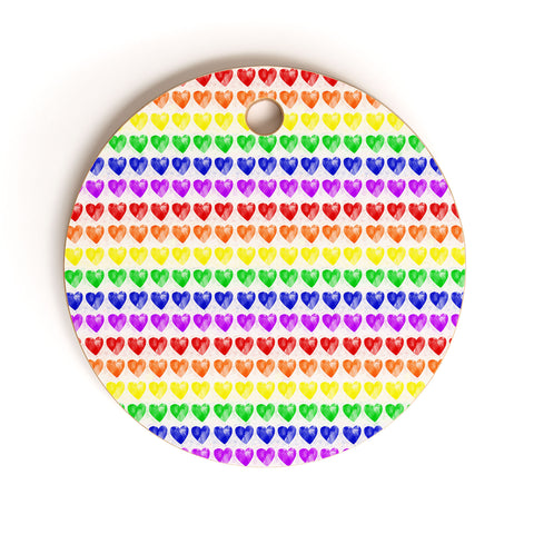 Leah Flores Rainbow Happiness Love Explosion Cutting Board Round