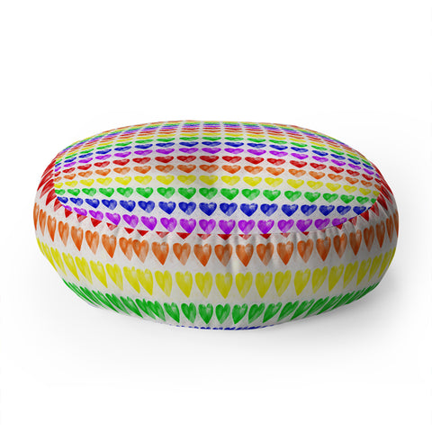 Leah Flores Rainbow Happiness Love Explosion Floor Pillow Round