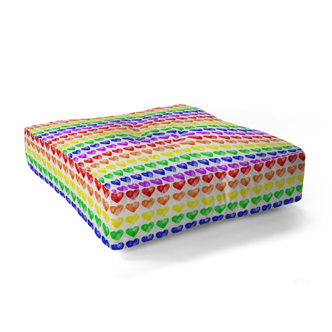 Leah Flores Rainbow Happiness Love Explosion Floor Pillow Square