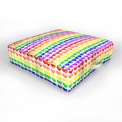 Leah Flores Rainbow Happiness Love Explosion Outdoor Floor Cushion