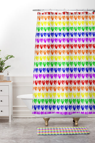 Leah Flores Rainbow Happiness Love Explosion Shower Curtain And Mat