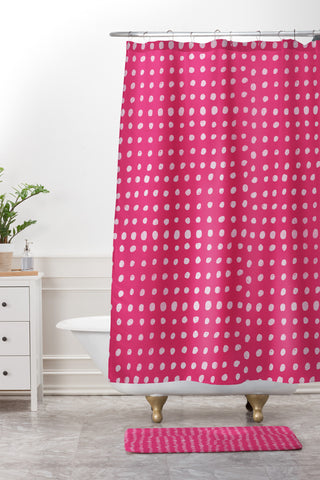 Leah Flores Rose Scribble Dots Shower Curtain And Mat