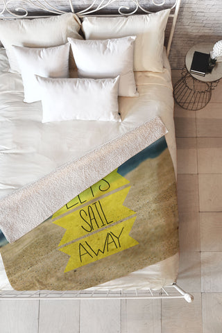 Leah Flores Sail Away Beach Fleece Throw Blanket