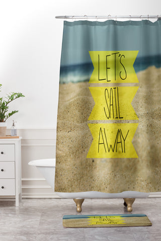 Leah Flores Sail Away Beach Shower Curtain And Mat