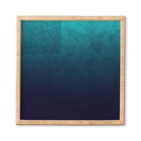 Leah Flores Sapphire Map Framed Wall Art