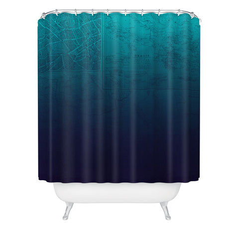 Leah Flores Sapphire Map Shower Curtain