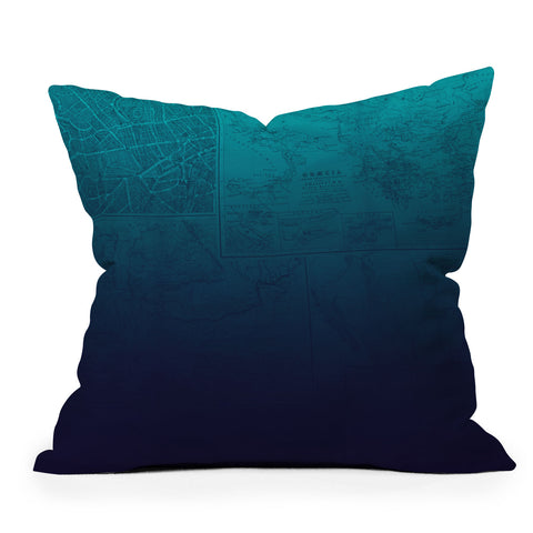Leah Flores Sapphire Map Throw Pillow