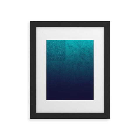 Leah Flores Sapphire Map Framed Art Print