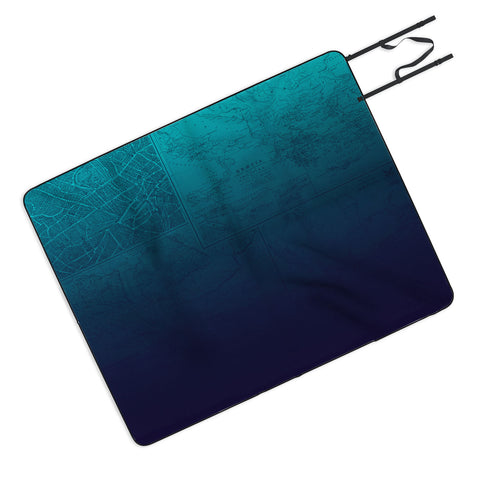 Leah Flores Sapphire Map Picnic Blanket