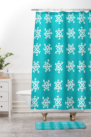 Leah Flores Snowflake Party Shower Curtain And Mat