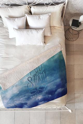Leah Flores Stormy Sky Fleece Throw Blanket