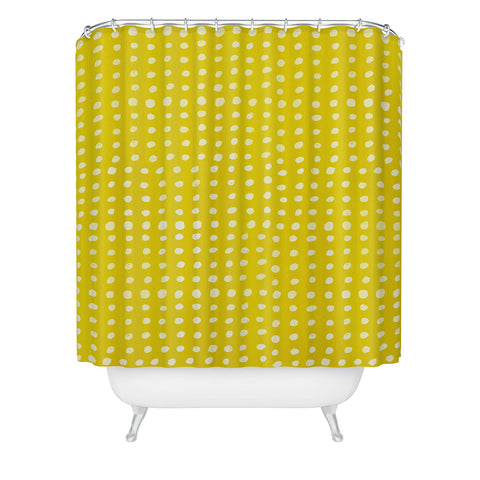 Leah Flores Sunshine Scribble Dots Shower Curtain
