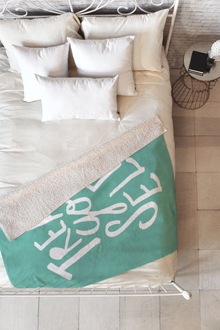 Leah Flores Treat Yo Self x Aquamarine Fleece Throw Blanket