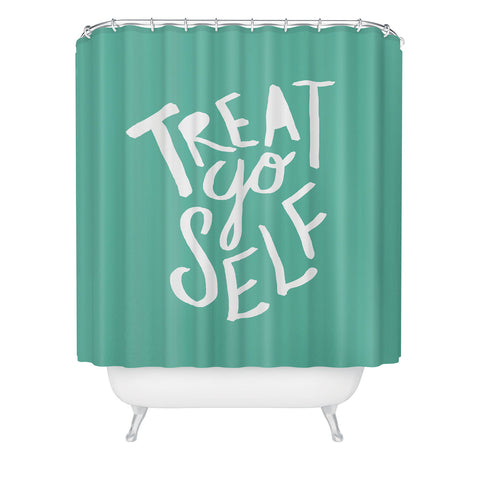 Leah Flores Treat Yo Self x Aquamarine Shower Curtain