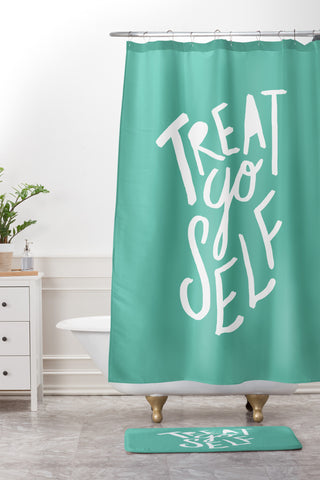 Leah Flores Treat Yo Self x Aquamarine Shower Curtain And Mat