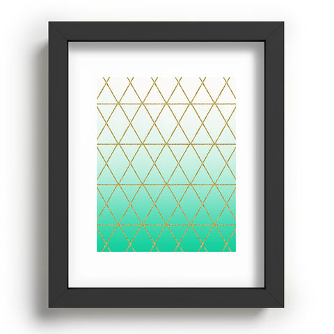 Leah Flores Turquoise and Gold Geometric Recessed Framing Rectangle
