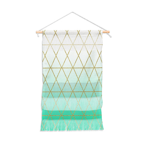 Leah Flores Turquoise and Gold Geometric Wall Hanging Portrait