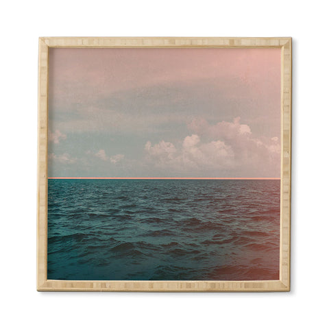 Leah Flores Turquoise Ocean Peach Sunset Framed Wall Art