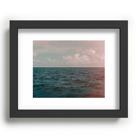 Leah Flores Turquoise Ocean Peach Sunset Recessed Framing Rectangle