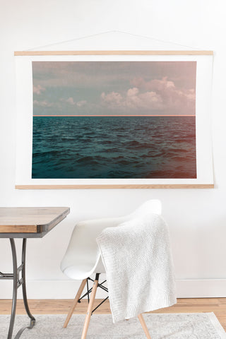 Leah Flores Turquoise Ocean Peach Sunset Art Print And Hanger