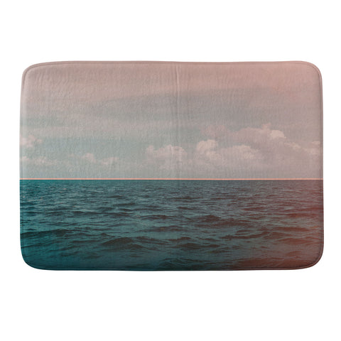 Leah Flores Turquoise Ocean Peach Sunset Memory Foam Bath Mat