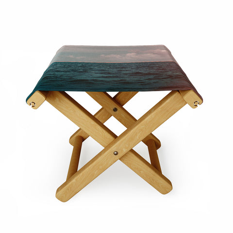 Leah Flores Turquoise Ocean Peach Sunset Folding Stool