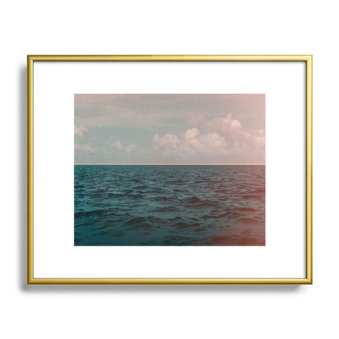 Leah Flores Turquoise Ocean Peach Sunset Metal Framed Art Print
