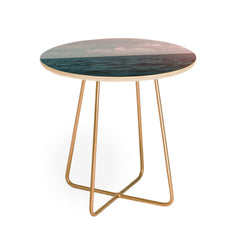 Leah Flores Turquoise Ocean Peach Sunset Round Side Table